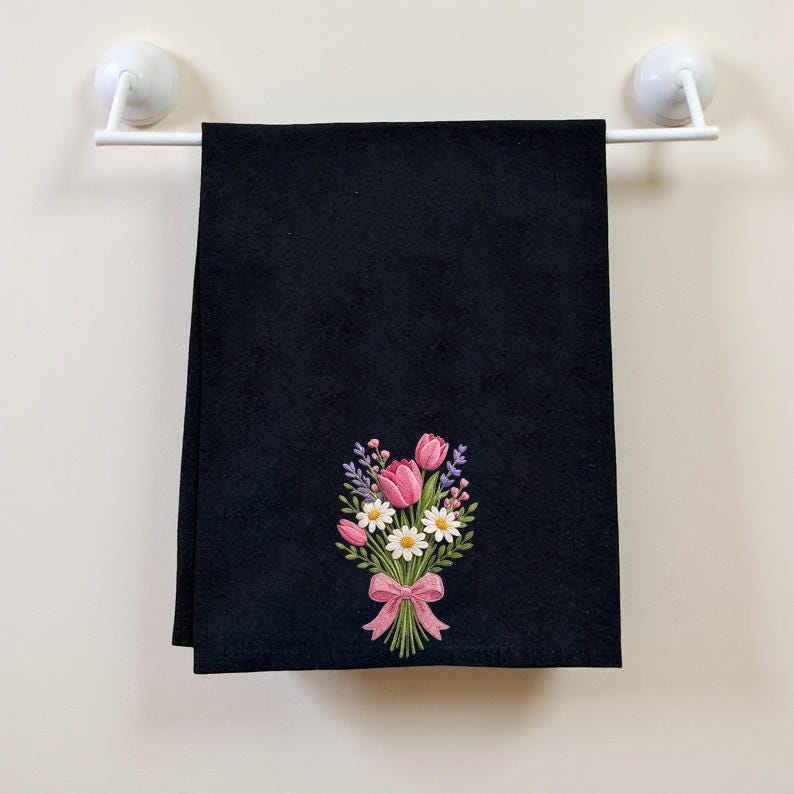Tulip Daisy Bouquet Embroidery Design, Spring Floral Machine Embroidery ...