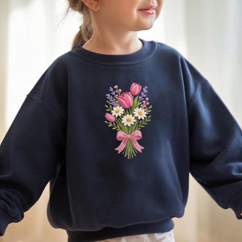 Tulip Daisy Bouquet Embroidery Design, Spring Floral Machine Embroidery ...