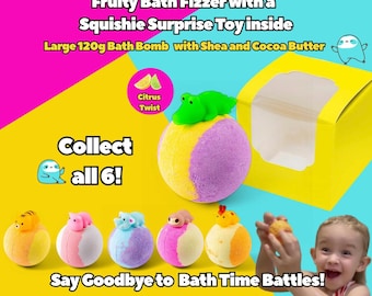 Surprise Squishie Toy Bath Bomb | Citrus Scent, Collectible Gift