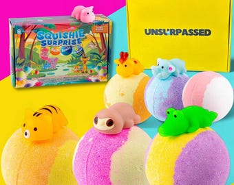 Kinder Badebombe Geschenk Set | Squishie Dschungeltier Überraschung