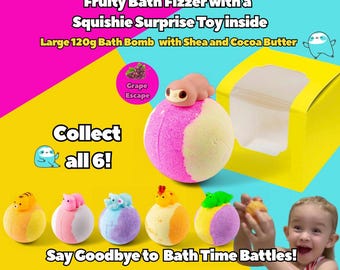 Large Grape Scented Bath Bomb with Squishie Toy | Collectable Surprise