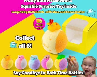 Mango Scent Bath Bomb with Squishie Toy Surprise | Collectible Gift