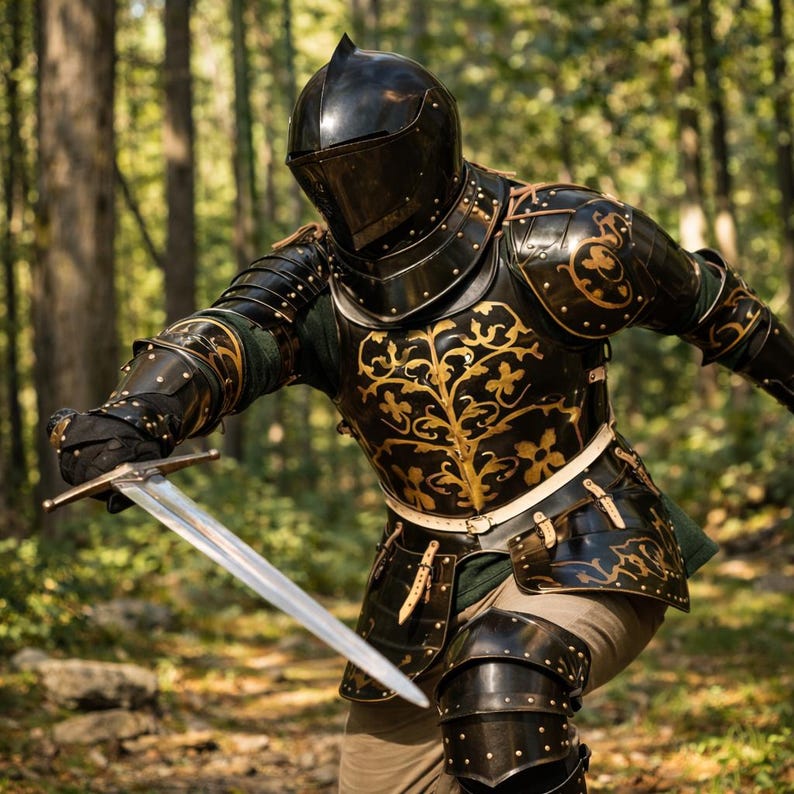 Wearable Medieval Knight Full Armor Suit | Black Gothic Steel Cosplay ...