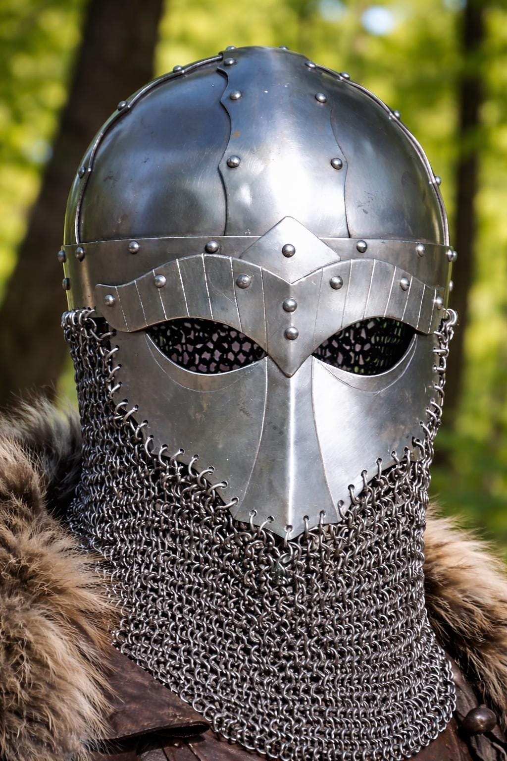 custom viking motorcycle helmet 56cm) M (57 Vendel Inspired Blackened Steel Helmet