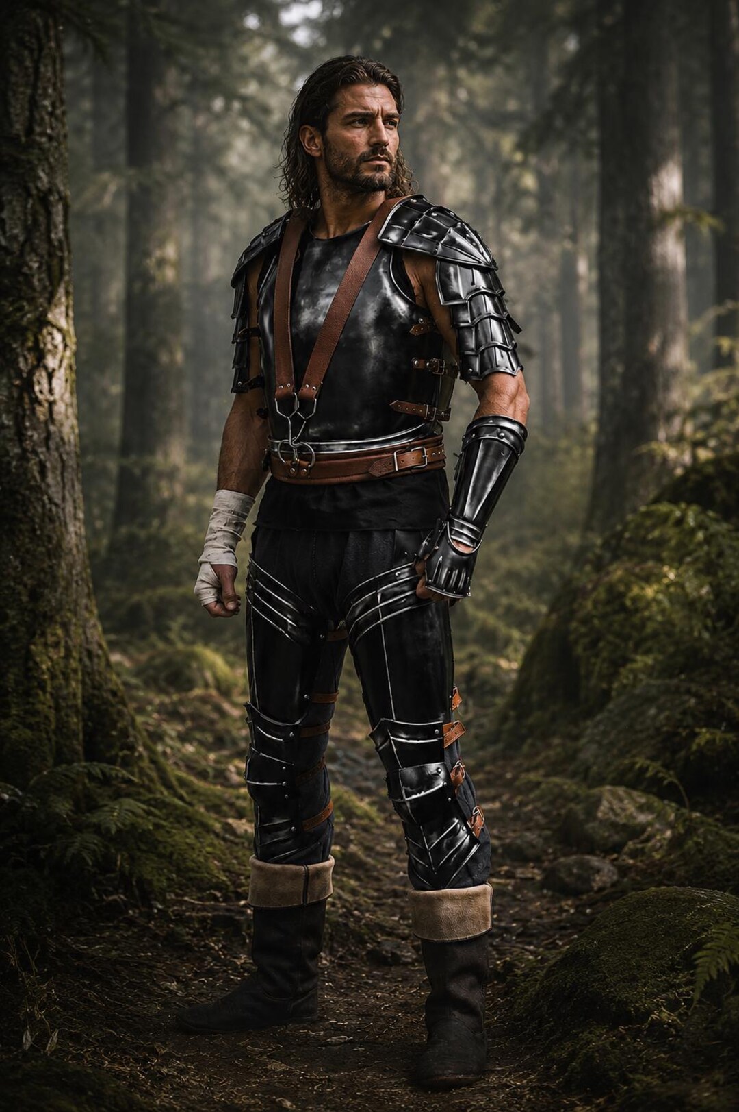 Black Steel Warrior Armor Set, Medieval Knight Cosplay Costume, LARP ...