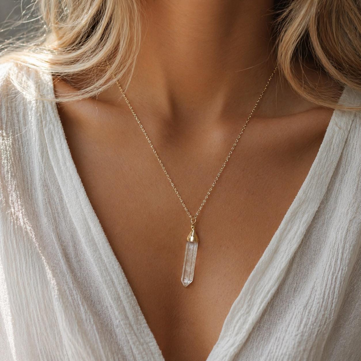 Lemurian quartz pendent - Etsy 日本