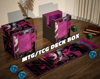 Riftbound Deck Box With Commander Display | Arcane Jinx 2 | Leather Card Storage | Hold 100+ Cards