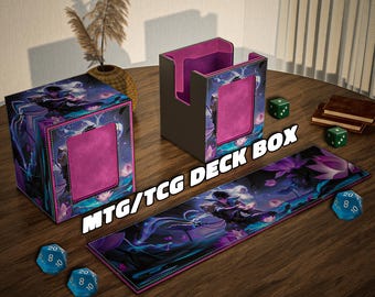 Riftbound Deck Box With Commander Display | Spirit-blossom Aphelios | Leather Card Storage | Hold 100+ Cards