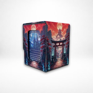 MTG/TCG Deck Box With Commander Display | Leather Card Storage |Maple Path Shrine Tower| Attached-Lid