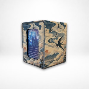 MTG/TCG Deck Box With Commander Display | Leather Card Storage | Cloud Drift Home Swallows| Attached-Lid