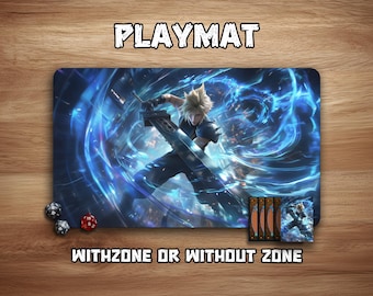 MTG/TCG Playmat |  Cloud Strife  | 24"x 14"| Game Mat With Zones