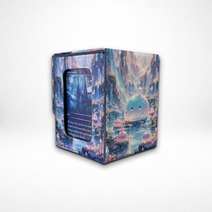MTG/TCG Deckbox mit Commander-Display, Kartenaufbewahrung aus Leder, Crystal Falls Slime Deckbox, fester Deckel