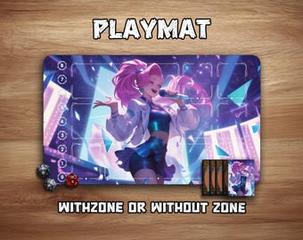 Riftbound  Playmat | K/DA Seraphine  | 24"x 14"| Withzone| LOL TCG Game Mat