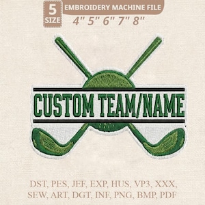 Diseño de bordado personalizado para golf, parche personalizado (archivo digital)