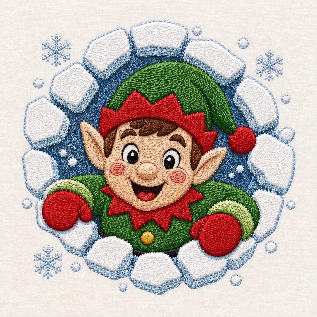 Christmas Elf Machine Embroidery Design, Winter Igloo File, Festive ...