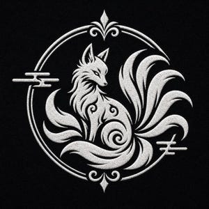 Neunschwänziger Fuchs, Stickmuster, Sticksune Japanische Folklore