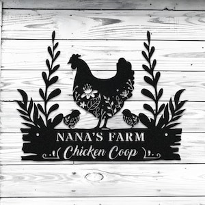 Custom Chicken Farm Metal Sign, Hen House Coop Sign, Farm Coop Sign, Personalized Hen Name Sign, Chicken Coop Wall Art,Farm Fresh Eggs, Gift
