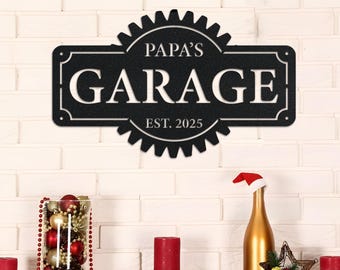 Letrero metálico personalizado con el nombre del garaje, arte mural personalizado, decoración para el espacio masculino
