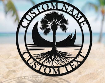 Custom Palmetto Tree Metal Sign, South Carolina Wall Art