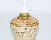 Pottery Handmade Soap,Lotion, Olive Oil Pump,Bees and Flowers