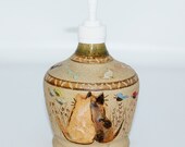 Pottery Handmade Soap,Lotion, Olive Oil Pump, Cat Friends and Butterflies