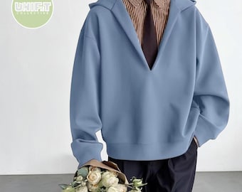 Sweater met capuchon | Oversized top met lange mouwen | Casual laag-streetwear
