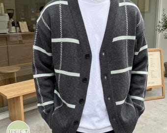 Oversized sweaterjack | Retro casual los vest | Dagelijkse kleding | Chique streetwear-stijl
