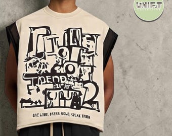Mouwloos shirt met print | Casual losvallende top | Zomerkleding | Y2K streetwear-stijl