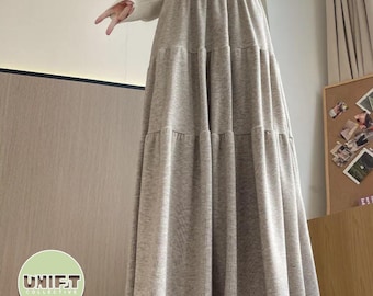 Lange midirok | Los ontwerp met hoge taille | Dagelijkse kleding | Preppy-outfit