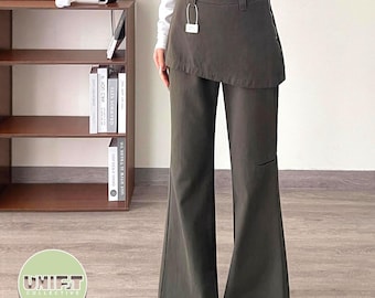 Broek met hoge taille | Casual broek met wijde pijpen | Dagelijkse kleding | Y2K retro-streetwear