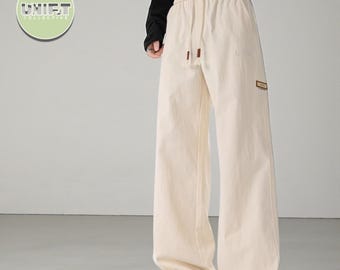 Wijde broek met trekkoord | Wijde broek met wijde pijpen | Dagelijkse kleding | Y2K streetwear-stijl