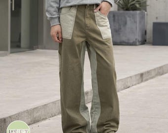 Cargobroek met patchwork | Utility-broek met wijde pijpen | Dagelijkse kleding | Y2K streetwear-stijl