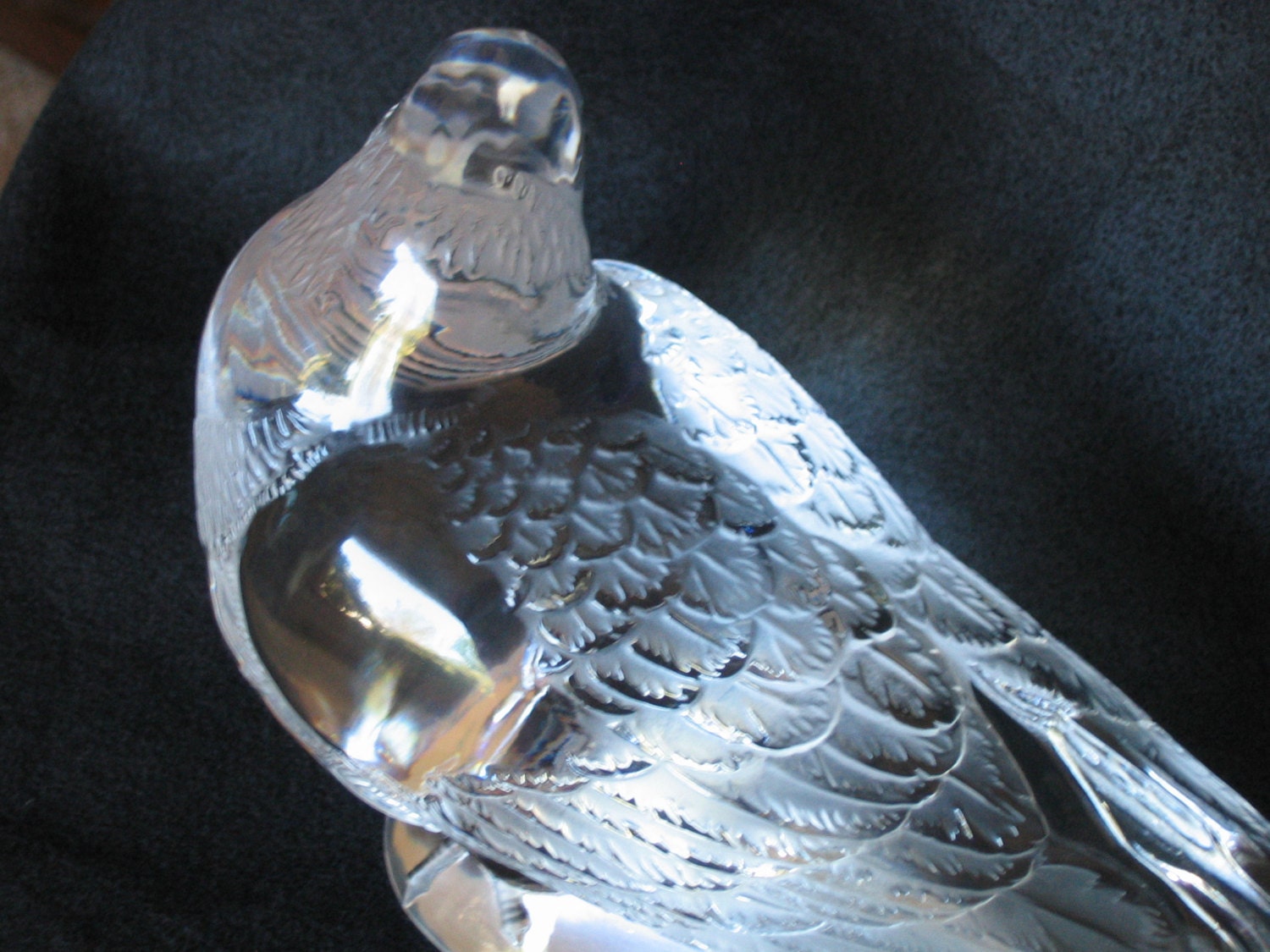 Exquisite Signed Vintage Lalique Crystal Pigeon Gand