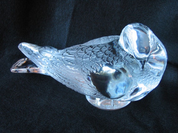 工芸品 VINTAGE LALIQUE Exquisite Signed Vintage Lalique Crystal Pigeon Gand