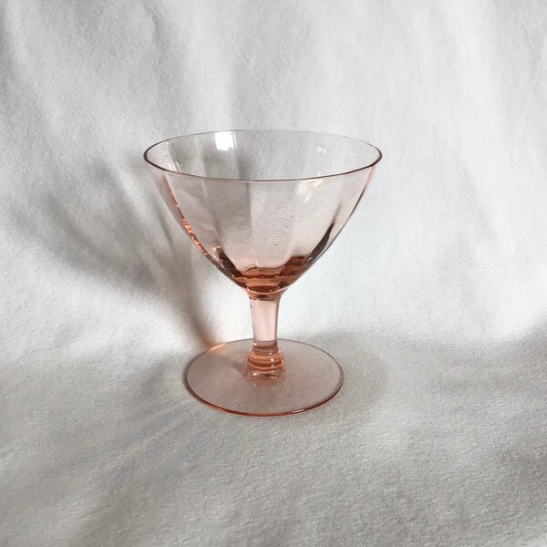 FREE SHIPPING-Set of Six Vintage Footed Pink Depression Glass Sherbert/Aperitif Glasses.