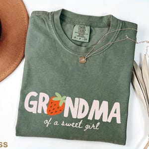 Grandma strawberry birthday shirt for berry sweet one first birthday party, matching family comfort colors tee with cute berry themed design