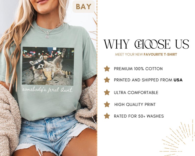 bay raccoon aunt shirt outfit, somebody’s feral aunt aesthetic graphic tee, casual and trendy look for aunt