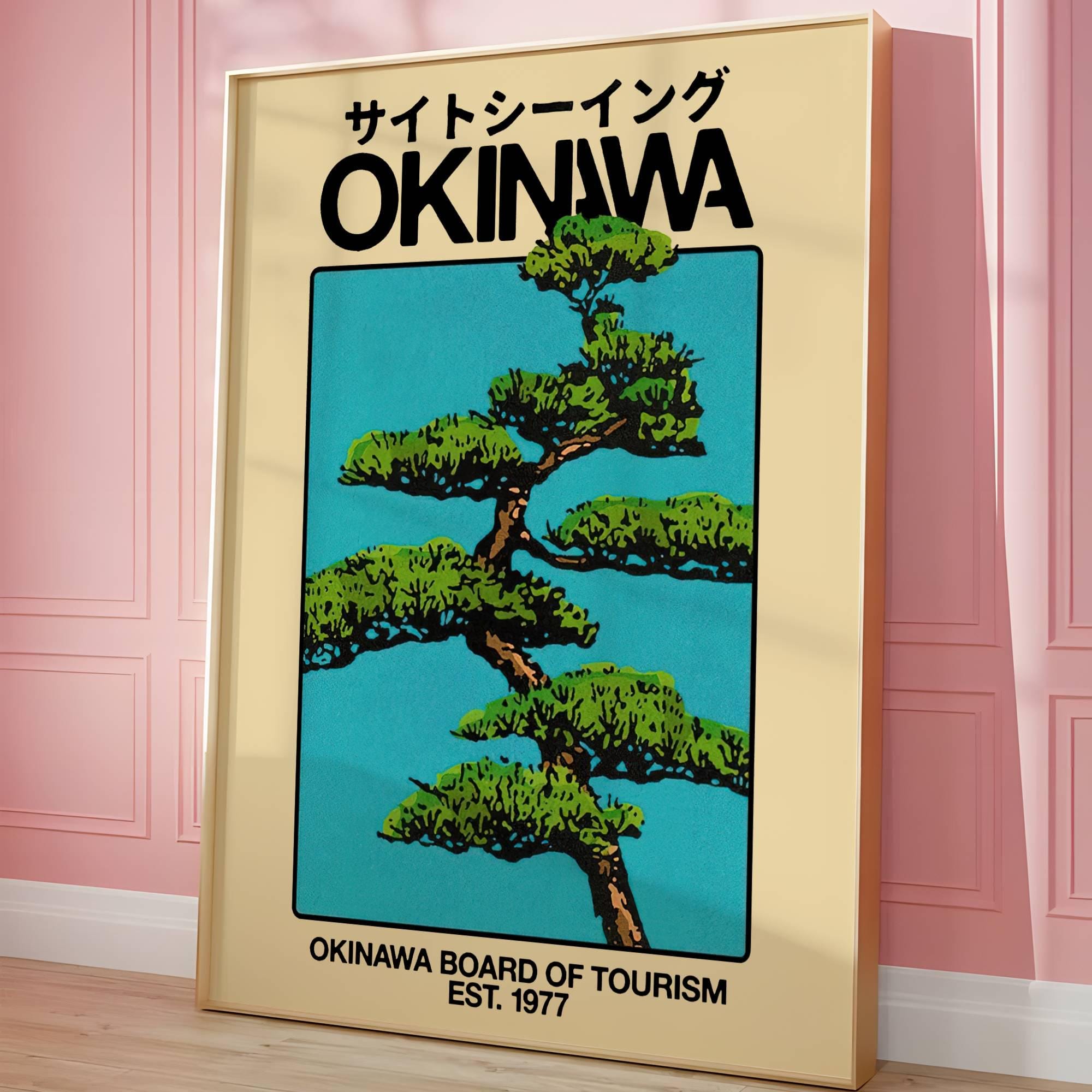Okinawa Japan Digital Poster, Vintage Sightseeing Travel Print