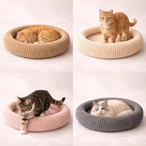 Cat Bed Pattern PDF, Chunky Cozy Cushion Tutorial, DIY Basket, Instant Download