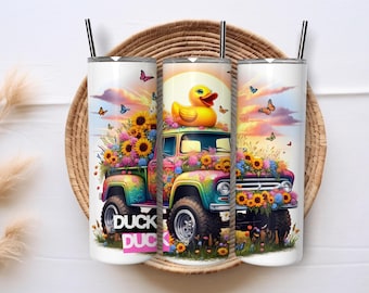 Funny Rubber Duck Tumbler Wrap PNG, 20oz Skinny Sublimation Design, Trendy Duck Duck Tumbler, Cute Humor Digital Download