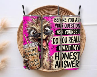 Roligt sarkastiskt djurhumoristiskt citat Tumbler Wrap 20 Oz smal tumbler sublimering PNG-design