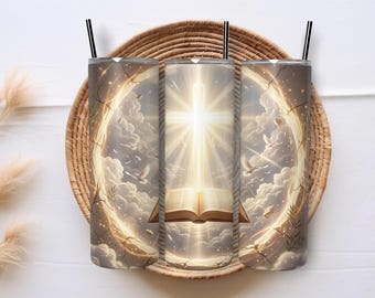 Christian Tumbler Wrap, 3D Cross & Bible Verse Design, Religious Mug Sublimation, Faith-Based 20oz Skinny Tumbler PNG, Digital Download