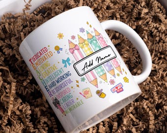 Teacher Appreciation Mug Wrap PNG, Personalized Teacher Name 11oz 15oz Sublimation Template , Digital Download