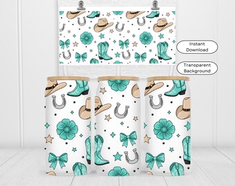 Diseño de botas vaqueras para latas de vidrio de 16 oz / Diseño PNG con estética del oeste / Diseño para vasos con temática campestre / Descarga digital