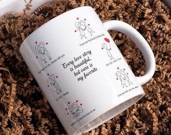 Valentine’s Day Mug Wrap PNG, Cute Couple Love Story 11oz 15oz Sublimation Design Digital Download