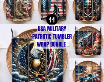 11 USA Military Soldier Patriotic Veteran 20oz Skinny Tumbler Wrap Designs Bundle, Army Life Fighter Sublimation , PNG Digital Download