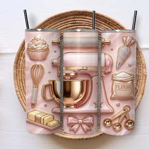 Custom Name Baking Tumbler Wrap Png, Faux 3D Baking 20oz Tumbler Wrap, Love Cakes Coffee Png, Gift for Baker Png, 3D Baking Mom Png
