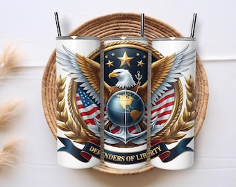 US Marines Eagle Globe Anchor Tumbler Wrap PNG, Patriotic Military 20oz Skinny Sublimation Design, Veteran Gift, Digital Download