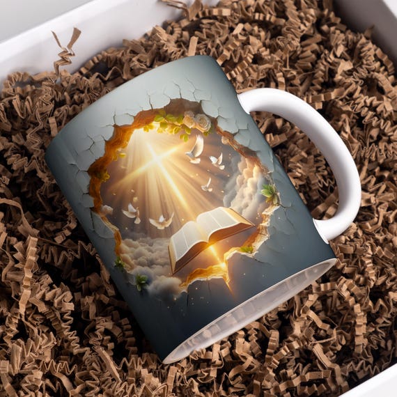 Christian Mug Wrap, 3D Cross & Bible Verse Design, Religious Mug Sublimation, Faith-Based 11oz 15oz Mug PNG, Digital Download