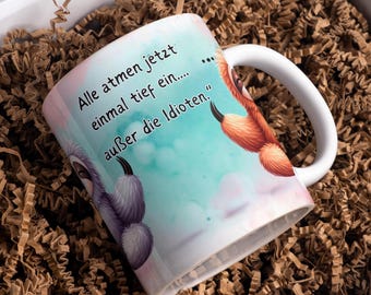Süßes Faultier mit lustigem Spruch Tassen Design, Relax Kaffee 11oz Mug Wrap, Lustige deutsche Sublimation Vorlage, Digitaler PNG Download